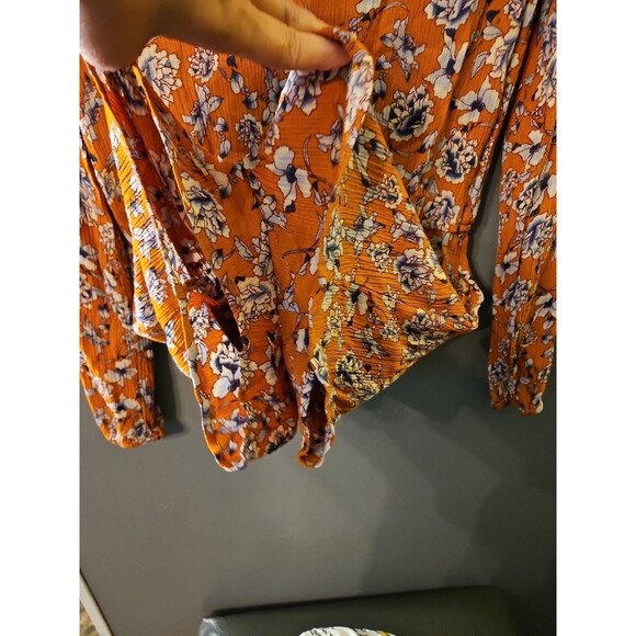 Aeropostle Blouse/shorts One Piece orange Floral Size Small Long Sleeve (A4)‎ - Picture 8 of 10